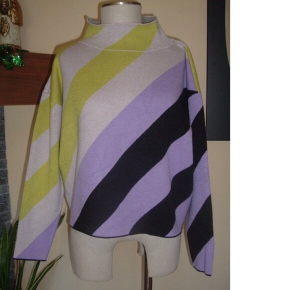 Maeve Anthropologie The Carys Mock Neck Sweater Geometric Knit Sz Medium Thick - Picture 4 of 7